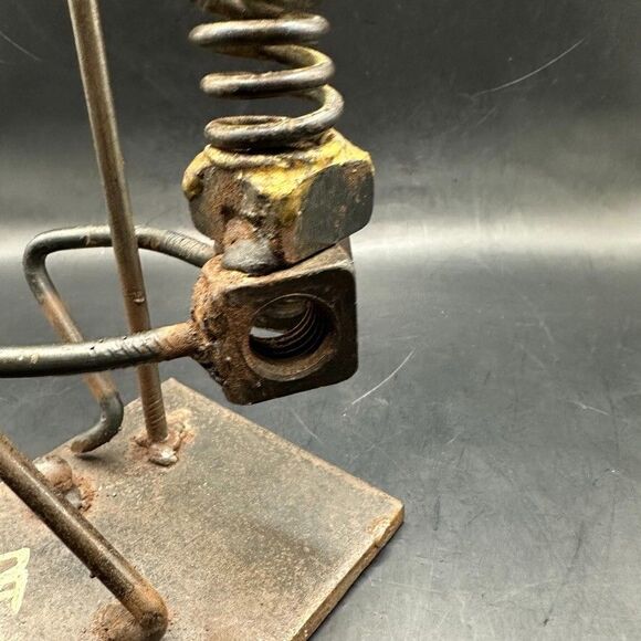 Vintage Metal Golfer Nuts Bolts Figure Flag Welded Art Unique Signed DFF Patina - Picture 10 of 16